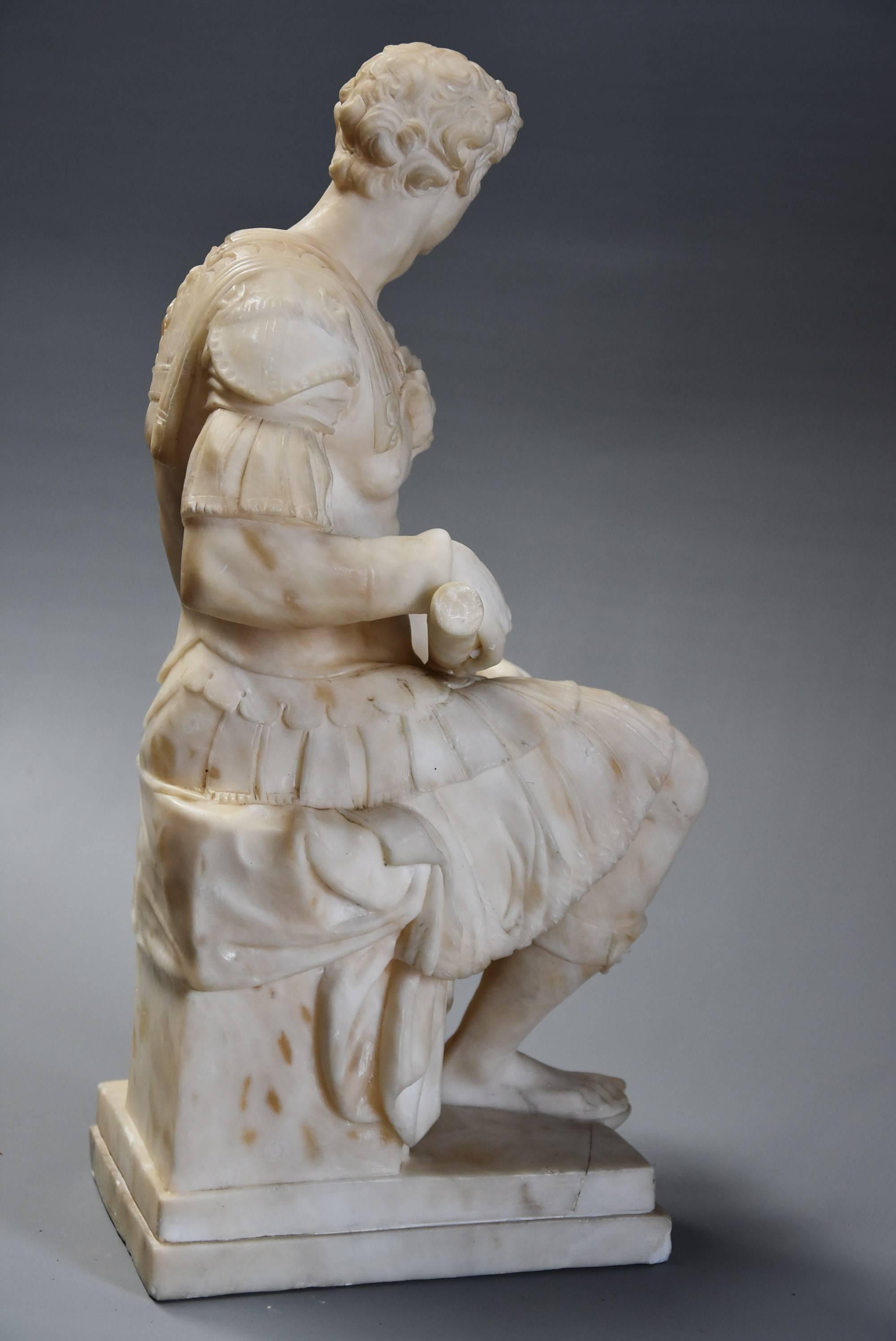 19th Century Alabaster Sculpture of Giuliano De Medici, after the Antique 1