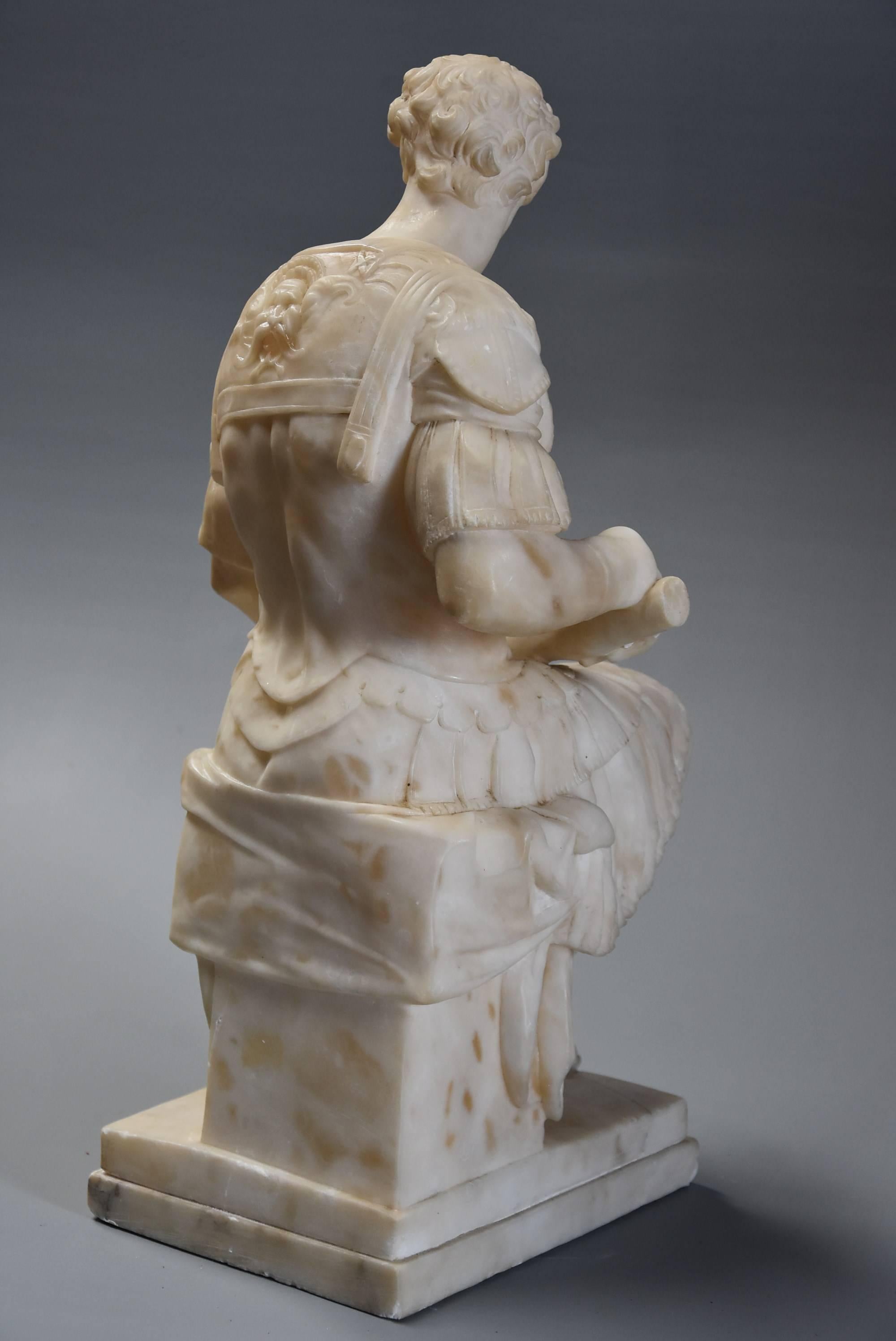 19th Century Alabaster Sculpture of Giuliano De Medici, after the Antique 4