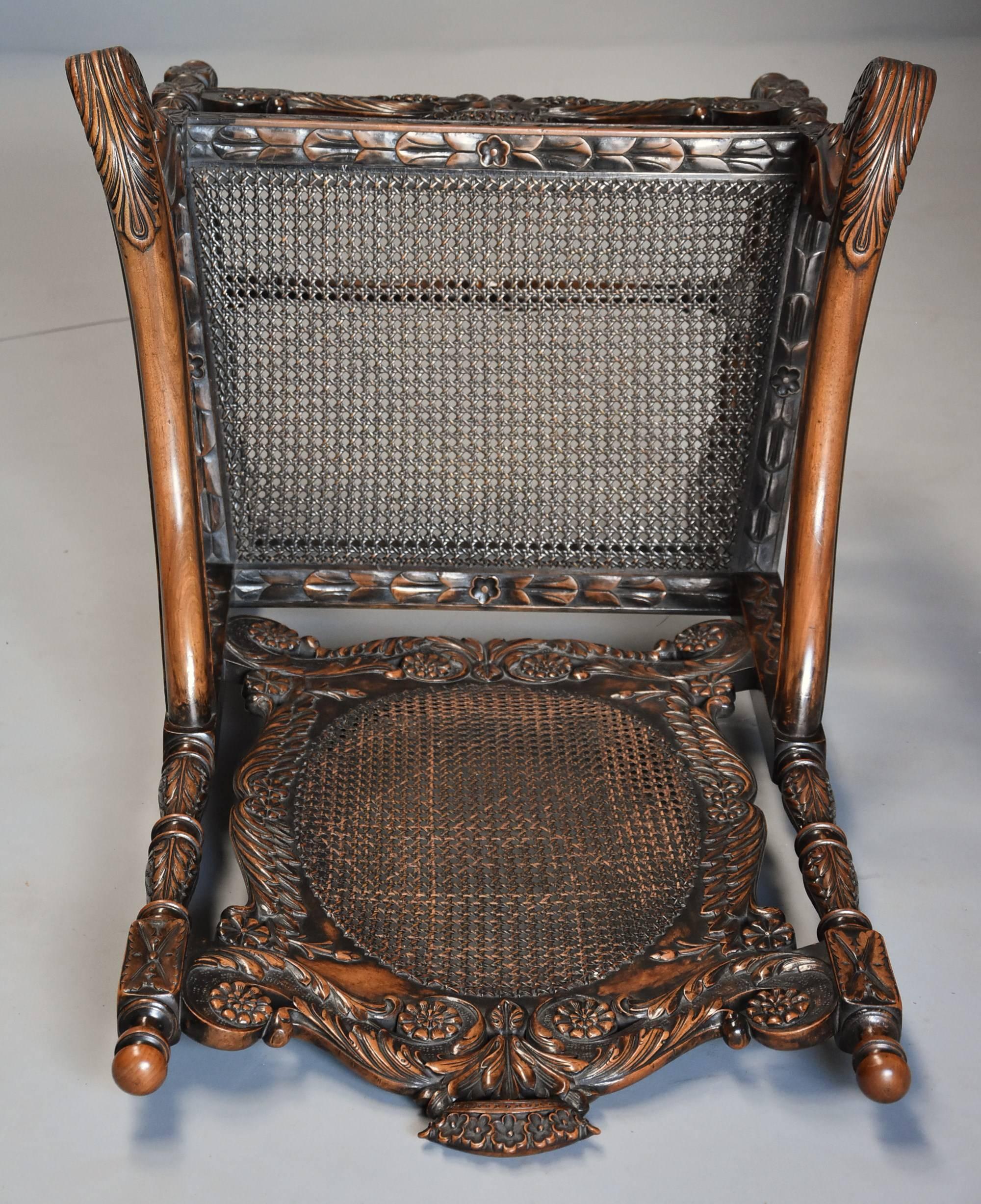Superb Pair of Early 20th Century Charles II or Carolean Style Walnut Armchairs For Sale 1