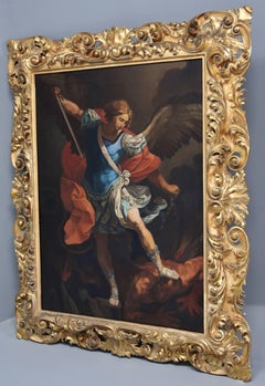 19th Century Italian Oil Painting 'Michael Defeating Satan' after Guido Reni