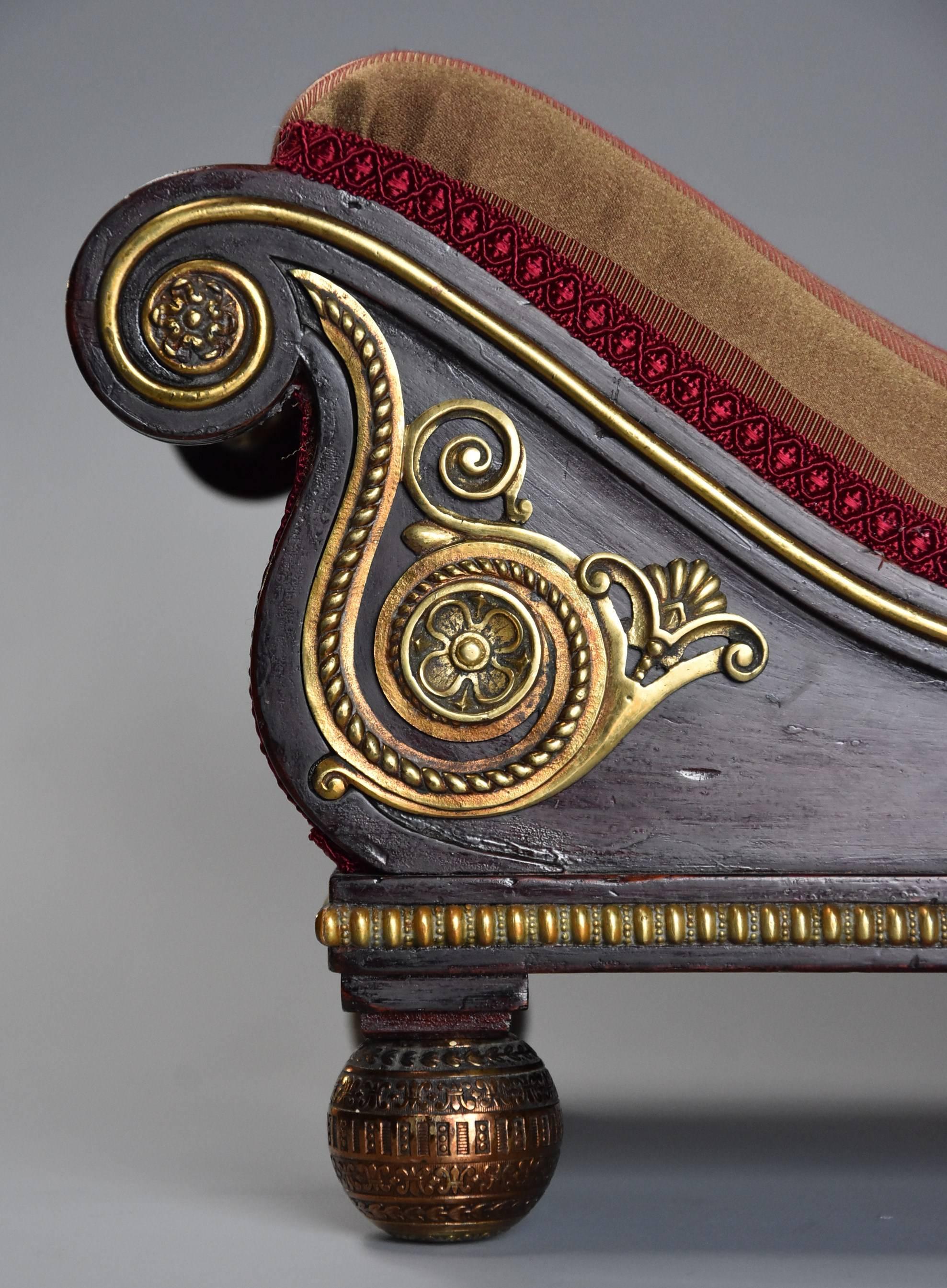 19th Century Superb & Extremely Rare Design Book Example of Regency Mahogany Scroll Top Foot  For Sale