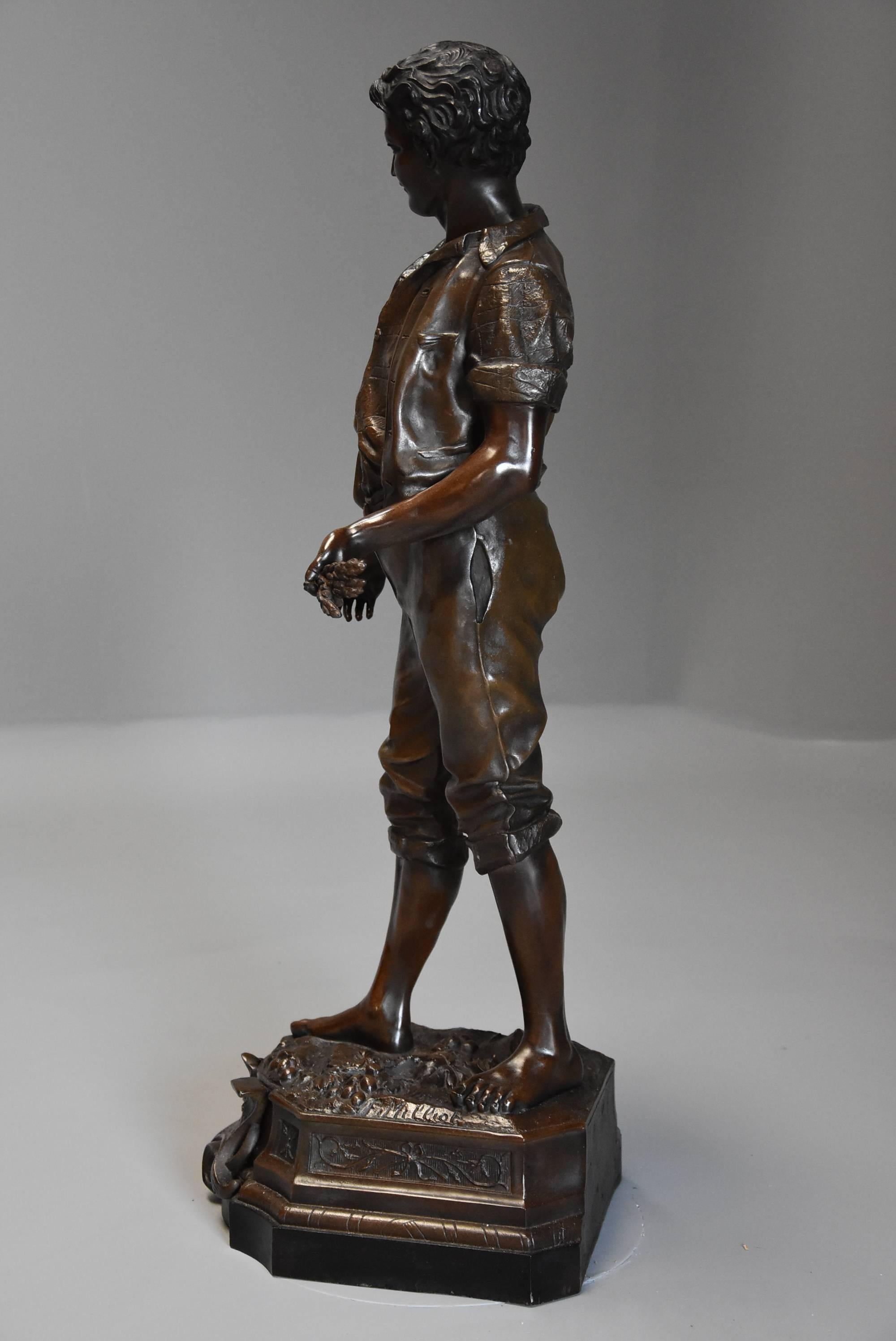 French Late 19th Century Large Bronzed Spelter Figure of a Farm Labourer For Sale 4
