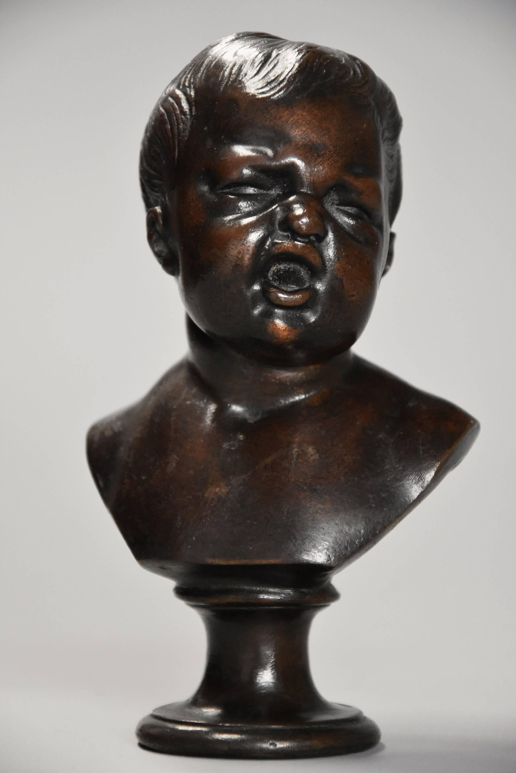 Small and Charming Fine Quality Late 19th Century Bronze Bust of Young Child In Good Condition For Sale In Suffolk, GB