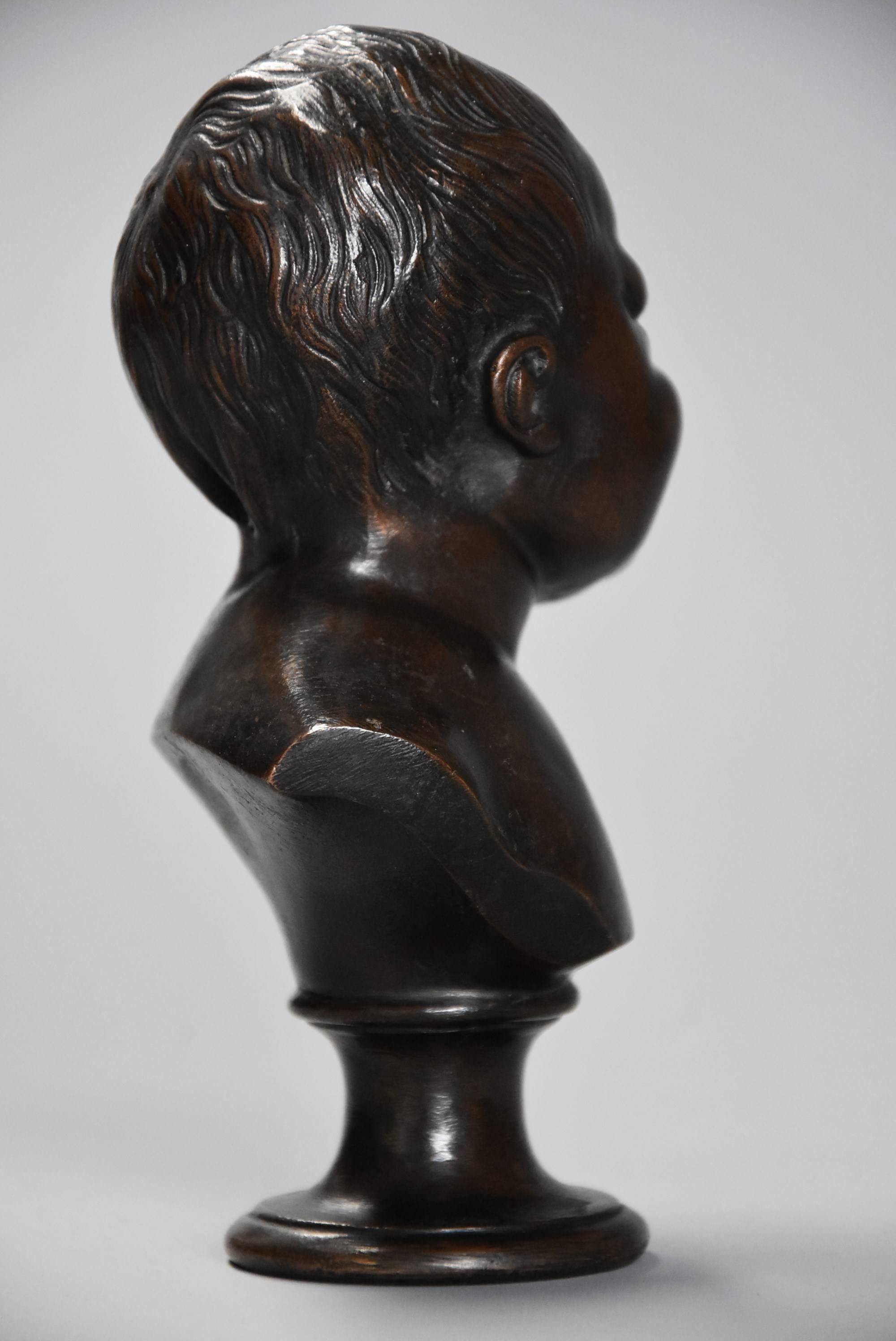 Small and Charming Fine Quality Late 19th Century Bronze Bust of Young Child For Sale 2
