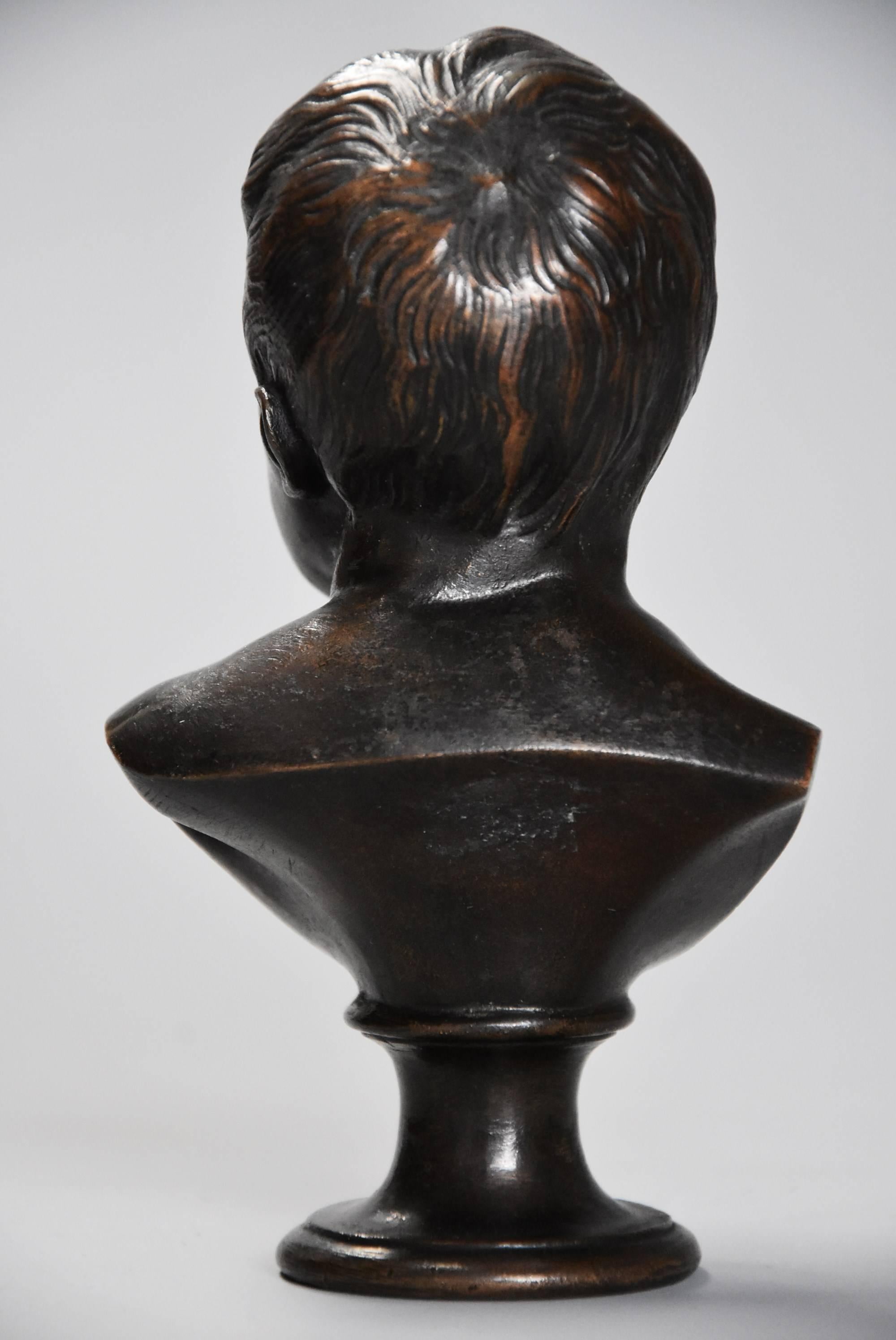 Small and Charming Fine Quality Late 19th Century Bronze Bust of Young Child For Sale 3