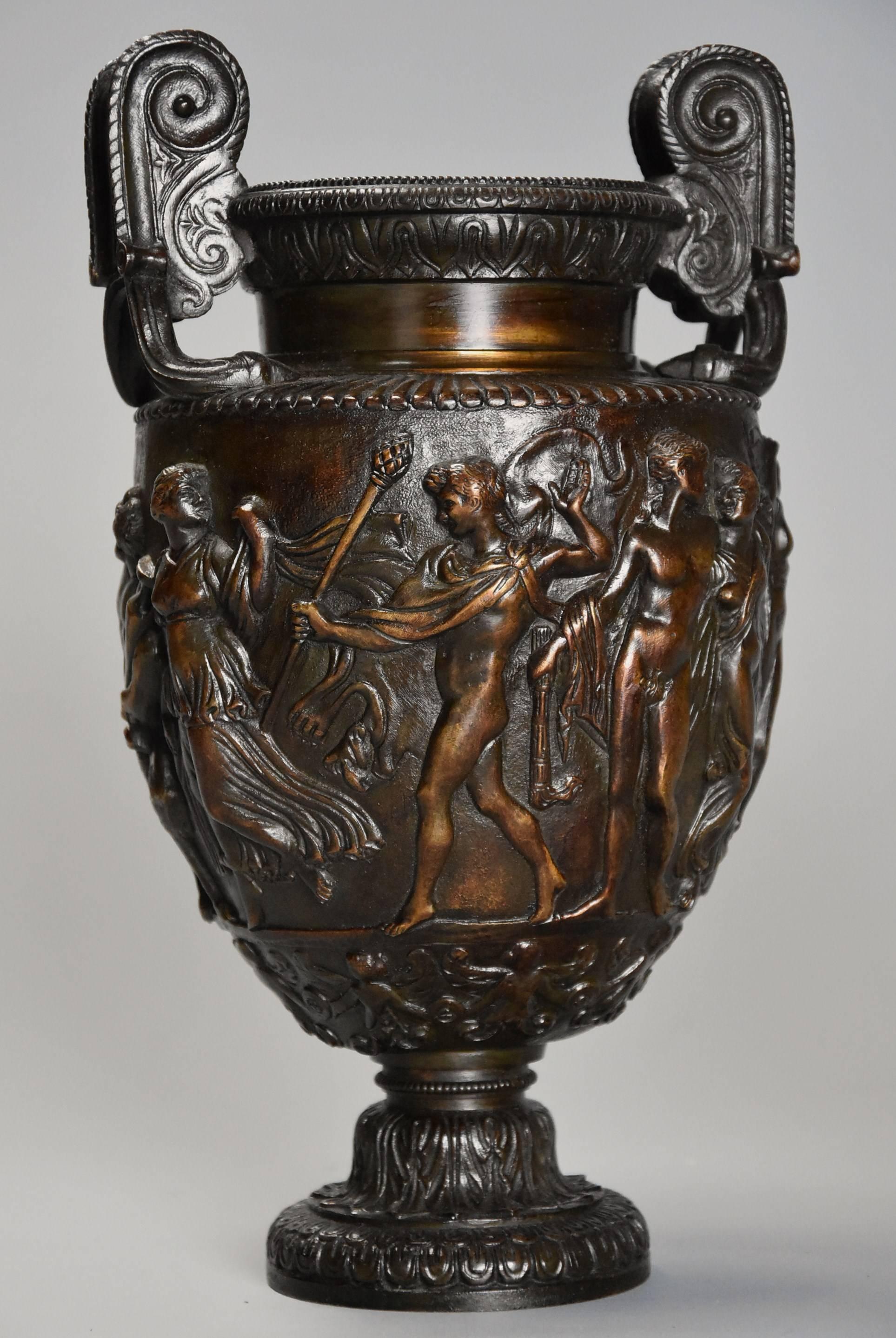 Pair of Highly Decorative Mid-19th Century Grand Tour Bronze 'Townley Vases' In Good Condition In Suffolk, GB