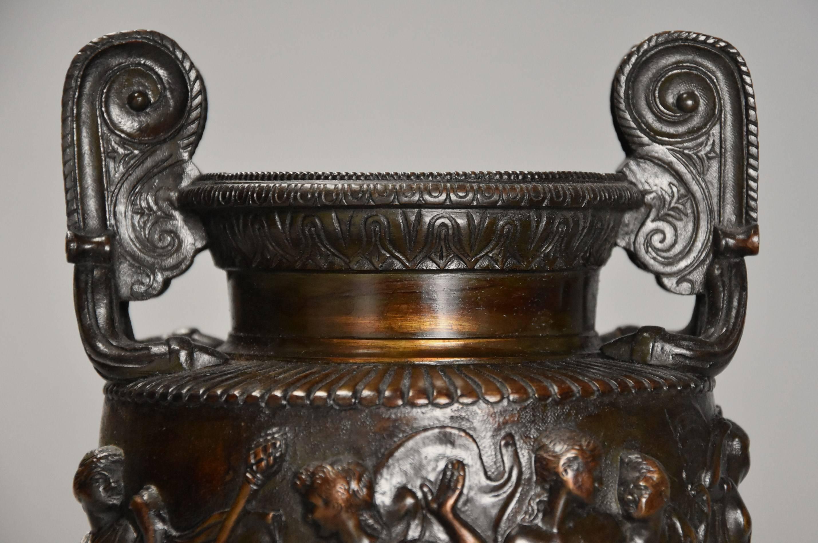 Pair of Highly Decorative Mid-19th Century Grand Tour Bronze 'Townley Vases' 3