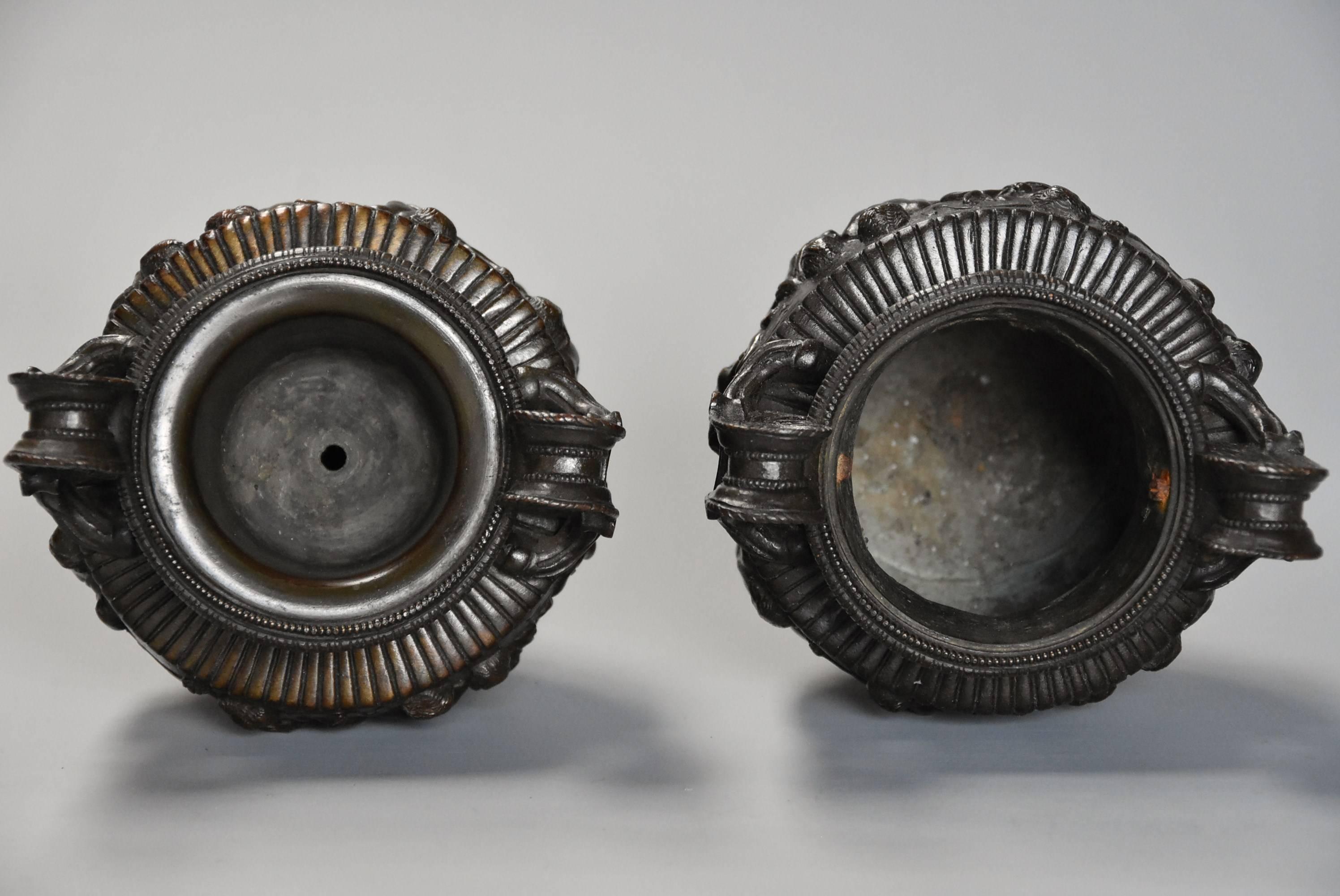 Pair of Highly Decorative Mid-19th Century Grand Tour Bronze 'Townley Vases' 6