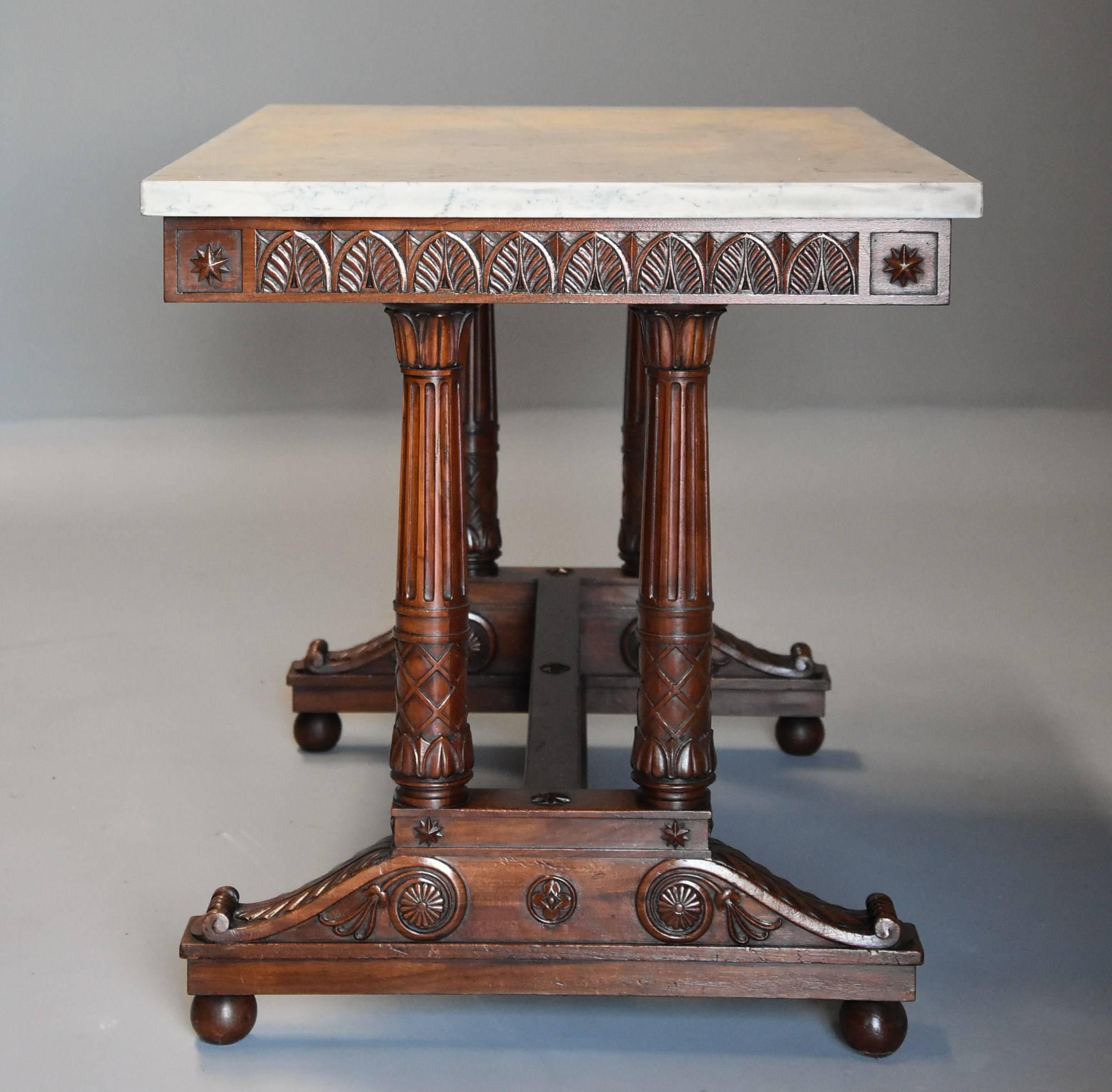 Rare French Empire Oblong Centre Table with Marble Top, Stamped 'JACOB' In Good Condition For Sale In Suffolk, GB