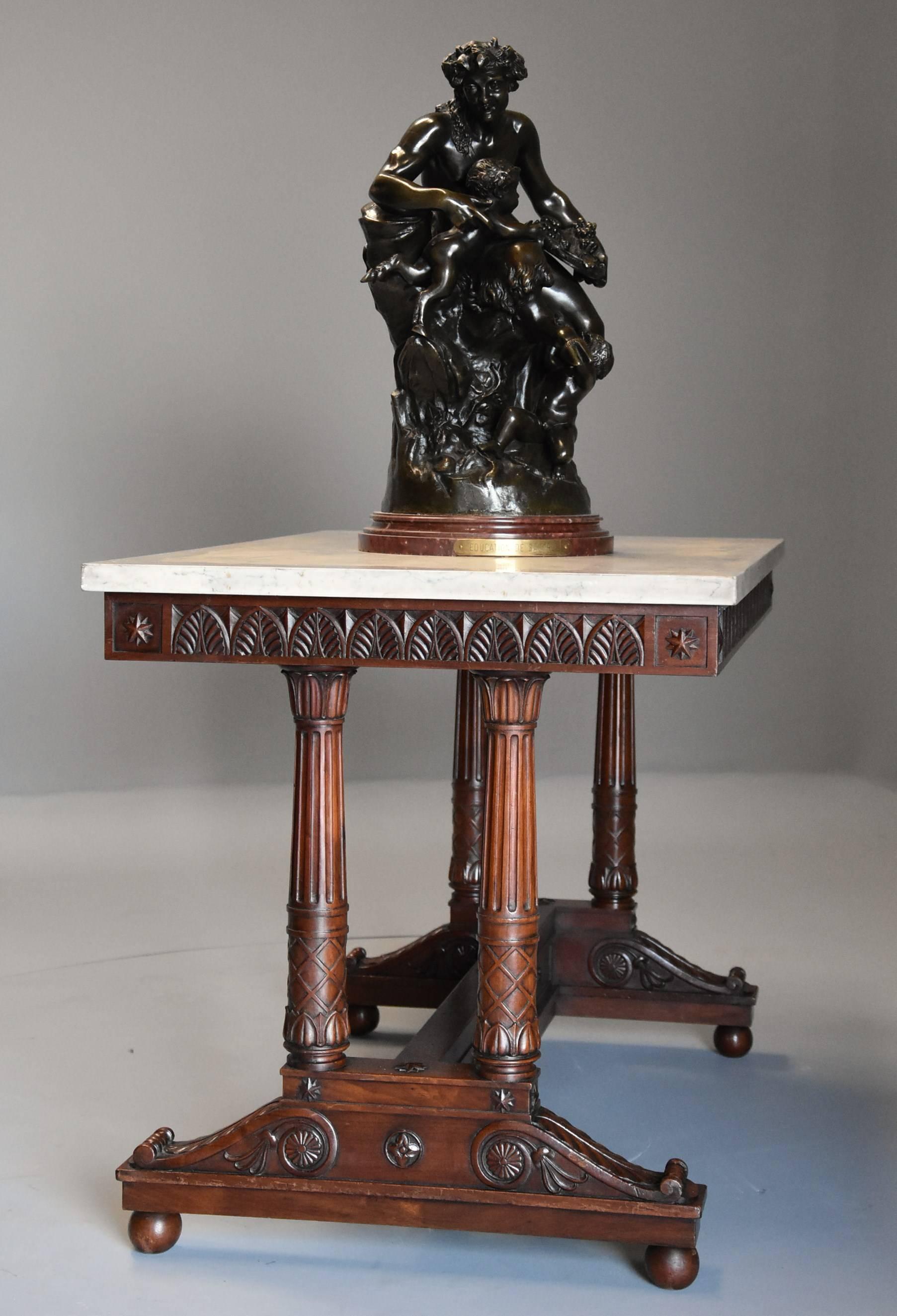 19th Century Rare French Empire Oblong Centre Table with Marble Top, Stamped 'JACOB' For Sale