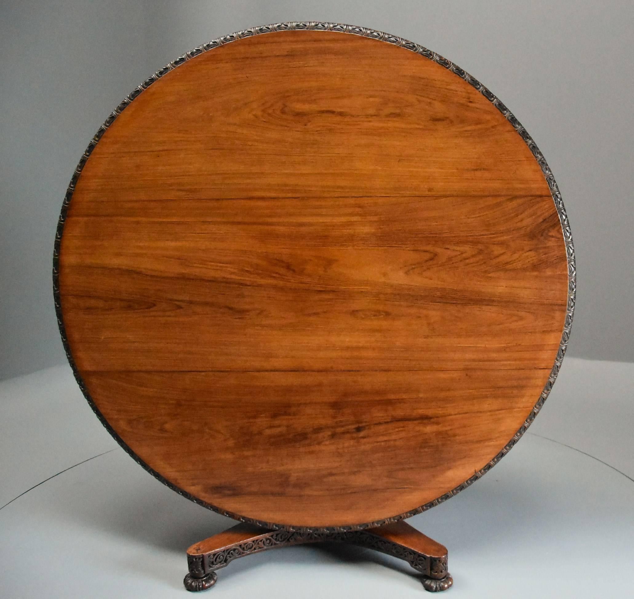 Mid-19th Century Large Anglo-Indian Padouk Circular Centre Table In Good Condition In Suffolk, GB