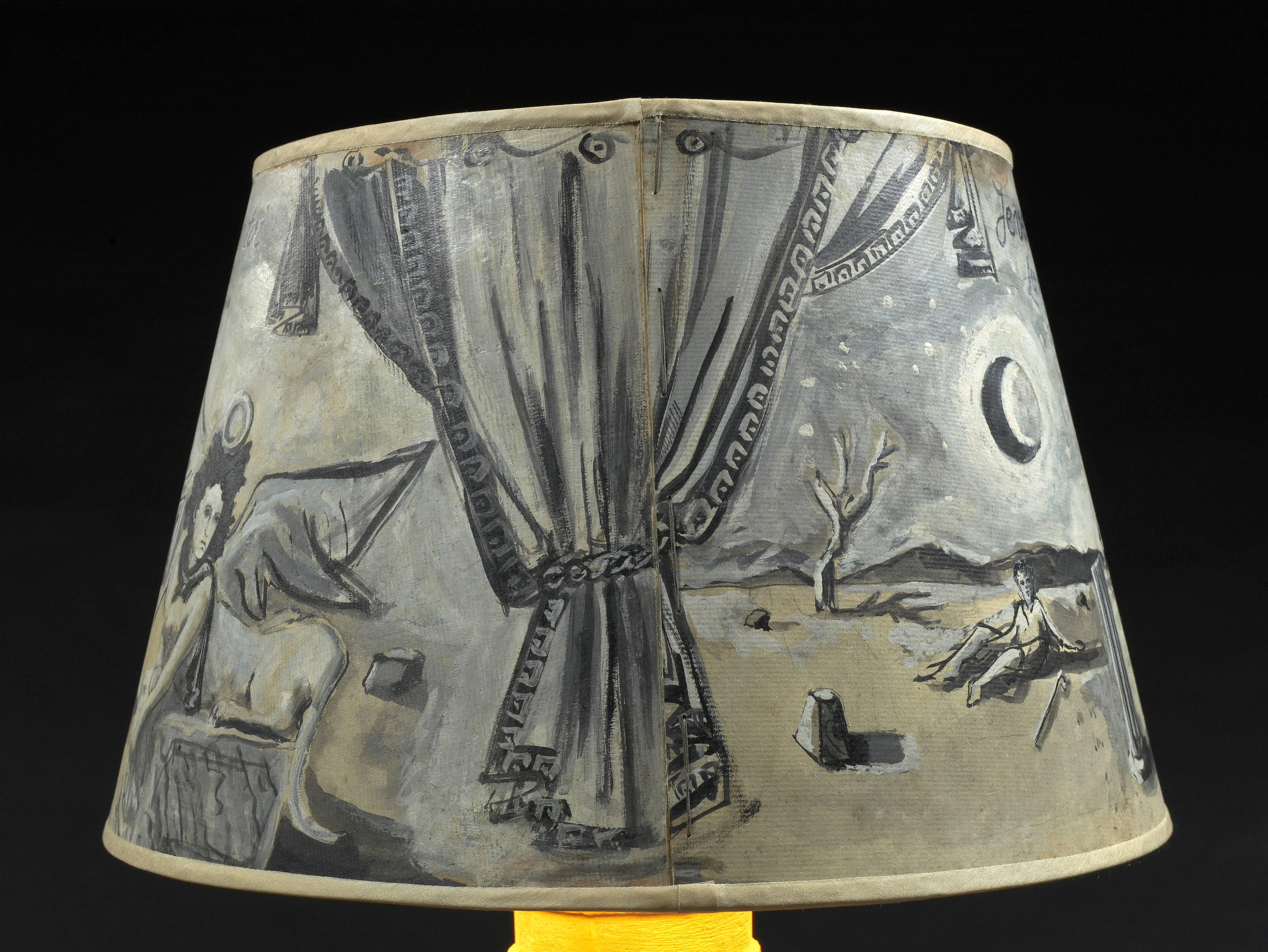 Art Deco Christian Berard, Lamp base with Painted Shade, 1937 For Sale