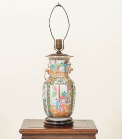 Chinese Porcelain Rose Mandarin Vase Lamp, circa 1900