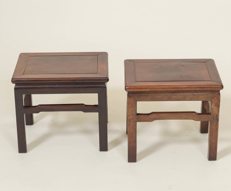 Qing Pair of Chinese Rosewood Low Tables, circa 1900