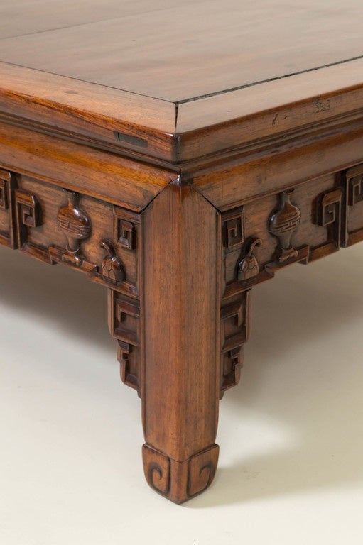 Carved Chinese Rosewood Center Table or Cocktail Table, circa 1890