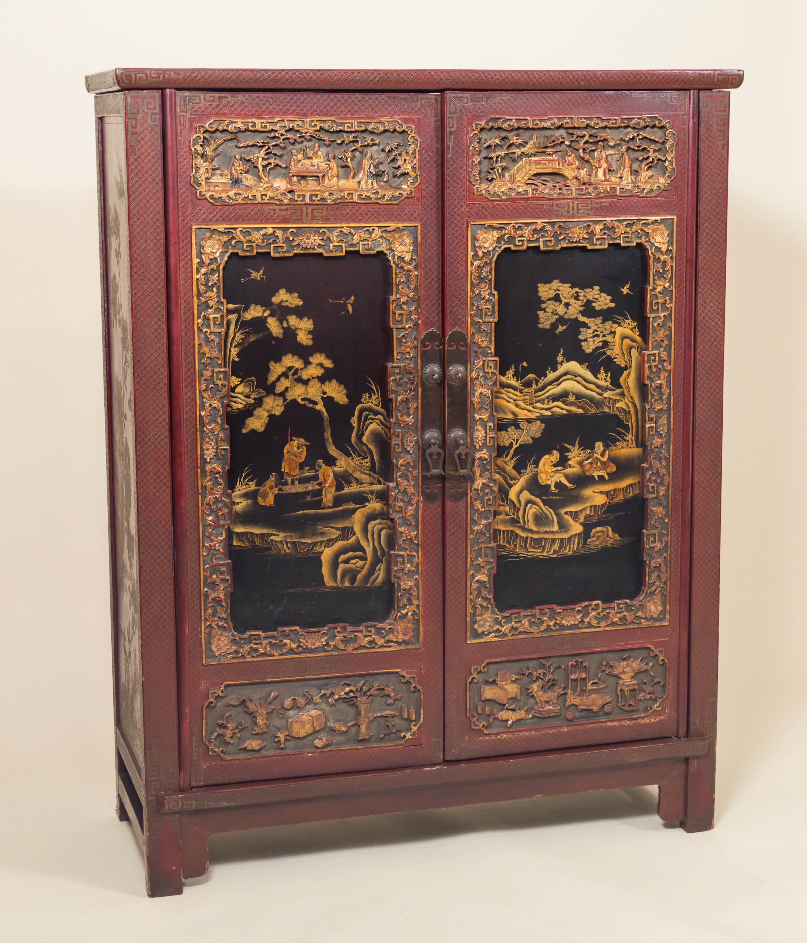 Chinese Lacquer, Carved and Gilt Cabinet Late Qing Dynasty