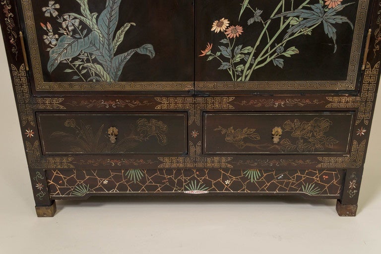 black lacquer oriental china cabinet