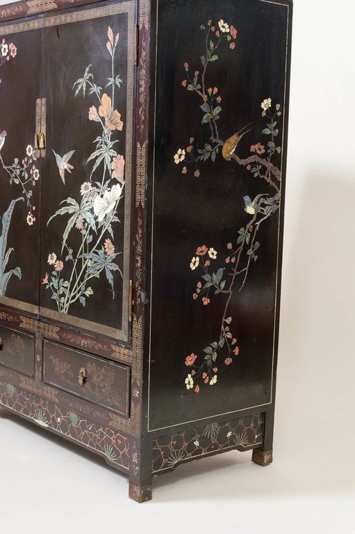 Chinese Coromandel and Lacquer Cabinet, Shanghai, China In Fair Condition In San Francisco, CA