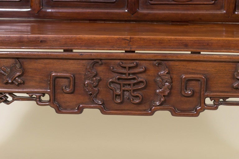 Carved Chinese Rosewood Diminutive Bench. Late Qing dynasty, Circa 1890