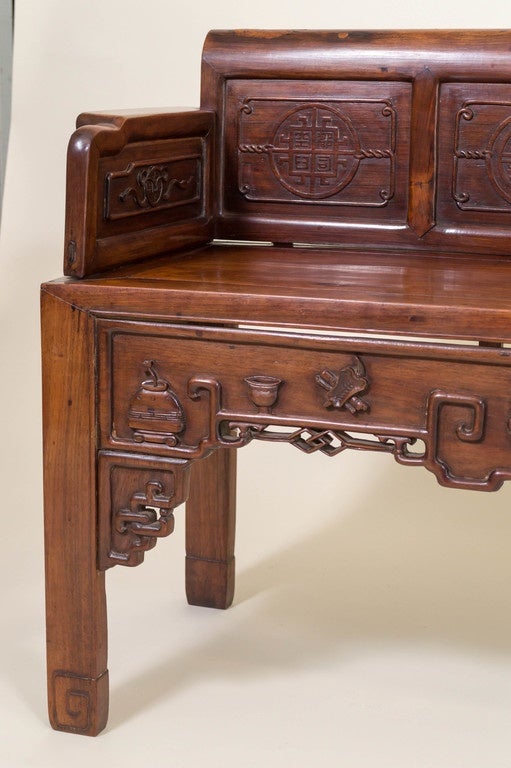 19th Century Chinese Rosewood Diminutive Bench. Late Qing dynasty, Circa 1890