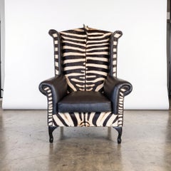 New Victorian Style Zebra Skin Upholstered Chair Furniture with Wingback Design