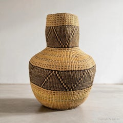 Cesto da pavimento XXL fatto a mano con motivo "African Wave" per la casa - Cesti decorativi
