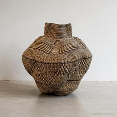 Cesta de suelo XXL hecha a mano con diseño «African Wave» para la decoración del hogar