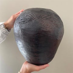 Vaso antico africano in terracotta con motivi Zulu, alto 10 pollici