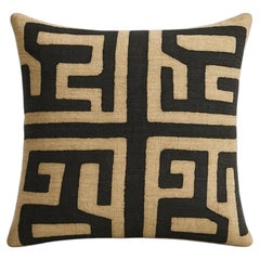 Kissenbezug aus afrikanischer Kuba-Raffia, cremefarben und schwarz, 20 x 20 Zoll, Design 2