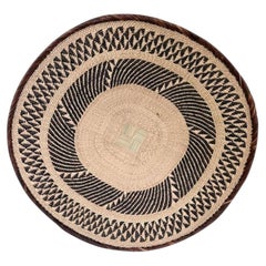 African Tonga Binga Handwoven Palm Wall Basket, 26 Inches, Design 6
