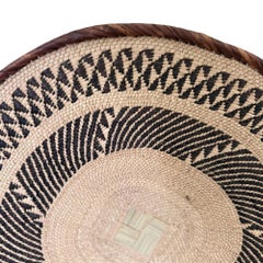 African Tonga Binga Handwoven Palm Wall Basket, 26 Inches, Design 6