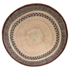 African Tonga Binga Handwoven Palm Wall Basket, 27–28 Inches, Design 19