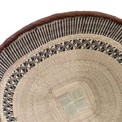 African Tonga Binga Handwoven Palm Wall Basket, 27–28 Inches, Design 19