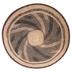 African Tonga Binga Handwoven Palm Wall Basket, 27–28 Inches, Design 20