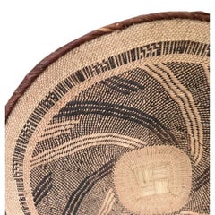 African Tonga Binga Handwoven Palm Wall Basket, 27–28 Inches, Design 20