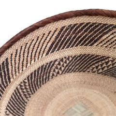 African Tonga Binga Handwoven Palm Wall Basket, 27–28 Inches, Design 21