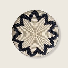 Handwoven African Rwanda Sisal Wall Basket, Black and Natural, 16 Inches, No. 1