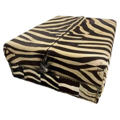 Made-to-Order Burchell Zebra Hide Ottoman without Legs, 30 x 40 Inches