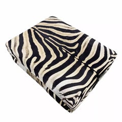Made-to-Order Burchell Zebra Hide Ottoman without Legs, 30 x 40 Inches
