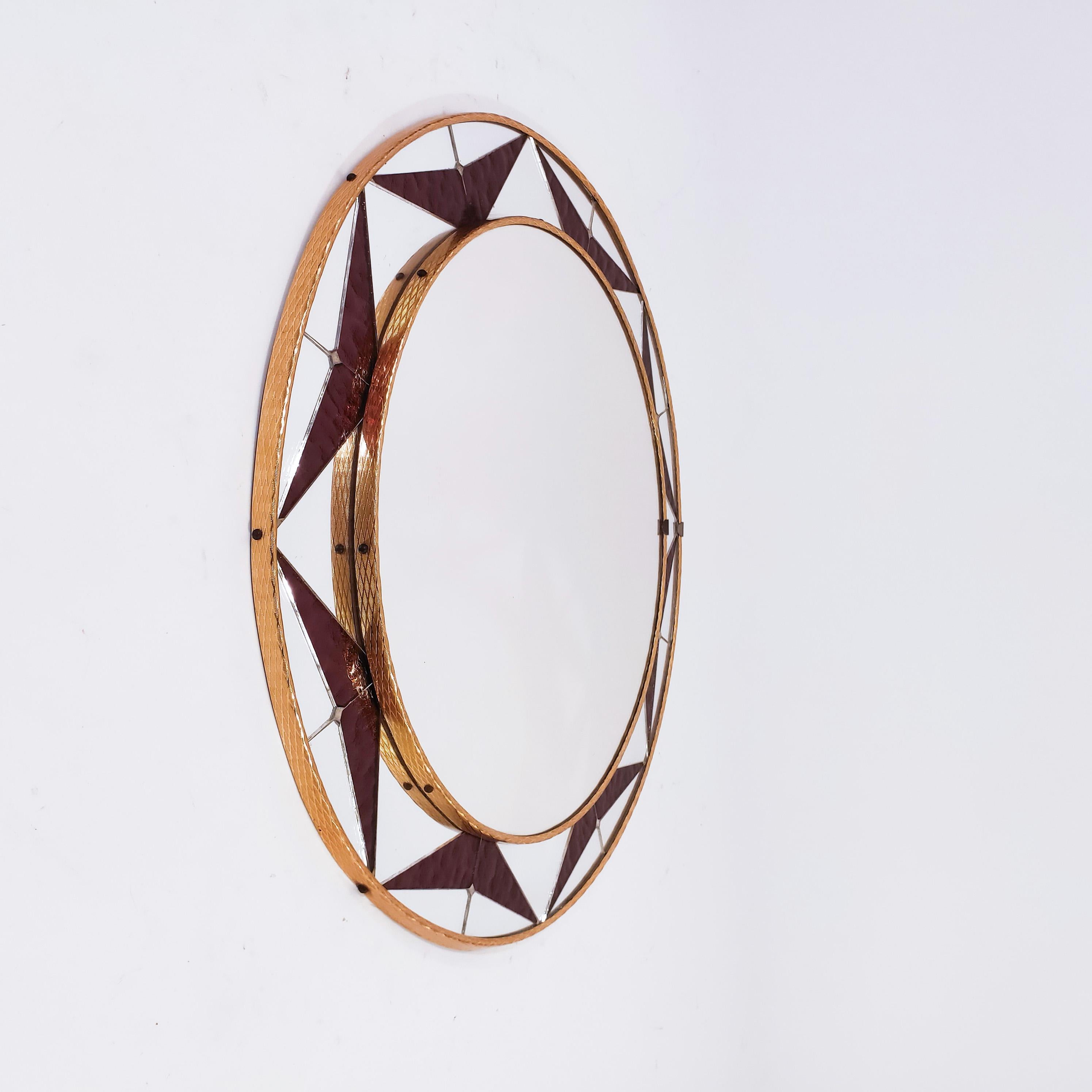 Mid-Century moderno Specchio Sunburst con mosaico di vetro, Spagna, anni '60 in vendita
