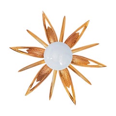 Hollywood Regency and Art Deco gilt bronze Sunburst flush mount, France, 1950s