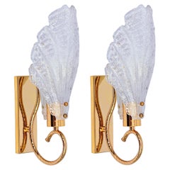Carl Fagerlund style. Palm Beach Regency Murano gilt wall lights, Sweden, 1970s