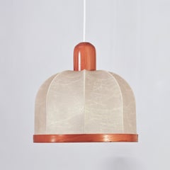 French Riviera. Handmade Cocoon resin and pine wood pendant light, Italy, 1970s