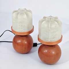 Cocoon et bois de pin. Lampes de table de style « Mid-Century Modern » et « Space Age », Italie, années 1970