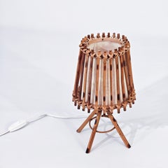 French Riviera hand-crafted cane table lamp by Louis Sognot, Italy, 1960s