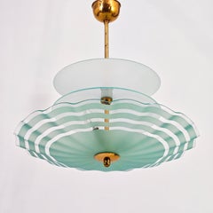 Im Stil von Pietro Chiesa. Glas-Hängeleuchte im Art-Déco-Stil aus der Atomära, Italien, 1950er Jahre