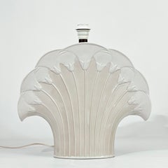 Art Deco Revival ceramic table lamp with tulips and floral pattern, Italy, 1970s