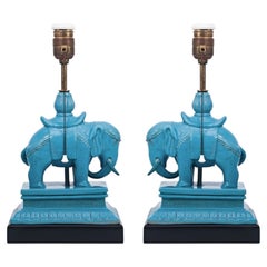 Maximalist turquoise blue ceramic table lamps by Antonio Campuzano, Spain, 1960s