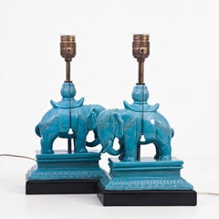 Maximalist turquoise blue ceramic table lamps by Antonio Campuzano, Spain, 1960s