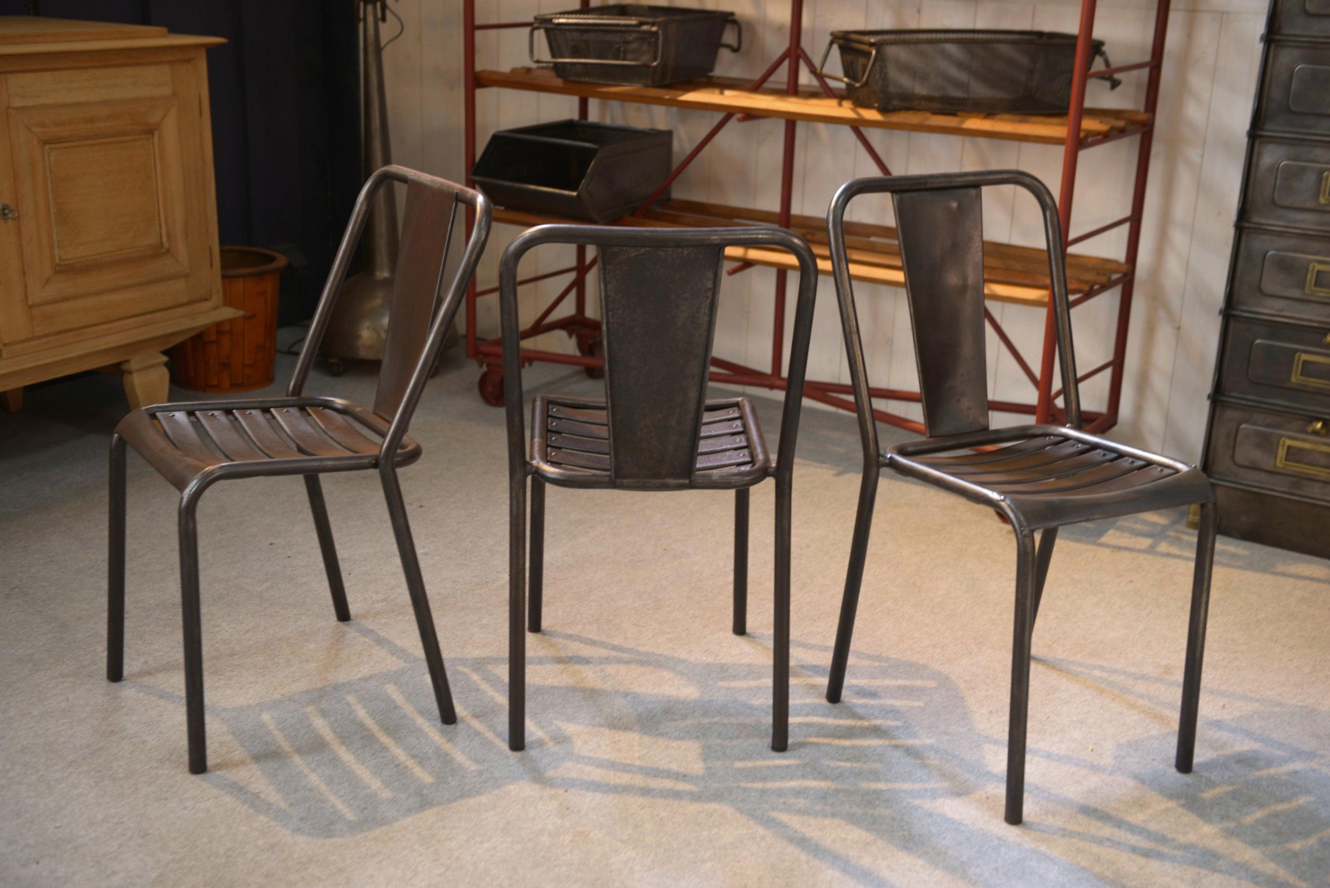 Ensemble de 6 chaises Tolix modèle T3 par Xavier Pauchard 1950's In Good Condition For Sale In TOURCOING, FR